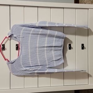 Periwinkle and white crop sweater